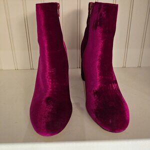Topshop Pink Velvet Booties Size 6